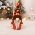Gnomo tacchino di peluche per il Ringraziamento con luci e cappello arancione decorativo - Stile Gnomo Maschio (Barba Lunga)