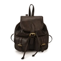 Mochila de viaje vintage en cuero marrón oscuro con gran capacidad y hebillas - Café Oscuro