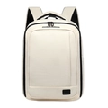 Zaino porta PC beige espandibile minimalista con cerniere nere e tessuto durevole - Bianco Sporco