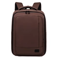 Zaino porta PC business marrone scuro con grande capacità espandibile e finitura in pelle - caffè