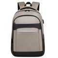 Zaino porta PC business grigio e nero in tessuto impermeabile con porta di ricarica USB - Beige