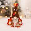 Gnomo di peluche per il Ringraziamento con cappello a scacchi rosso e arancione - Bambola Tacchino Maschio (Con Piume di Coda)