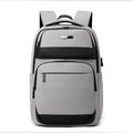 Sac à dos décontracté gris et noir en tissu Oxford pour hommes avec port USB intégré - Gris clair