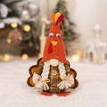 Gnomo tacchino del Ringraziamento luminoso con cappello in feltro e trecce bianche - Bambola Tacchino Femmina (Con Trecce E Piume di Coda)