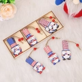 Patriotic Independence Day wooden gnome pendant set with red white and blue stars - Style B 3-Grid Wooden Pendants