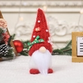 Christmas gnome doll with red knitted hat featuring HI text and white beard ornament - Red