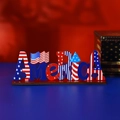 Décoration America en bois patriotique avec motif étoiles et rayures rouge blanc et bleu - Style Lettre America