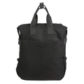 Large black canvas backpack with top handles and front pocket on a white background - Black