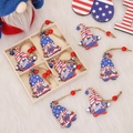 Independence Day wooden gnomes with red white and blue stars and stripes patterns - Style D 4-Grid Wooden Hanging Ornaments