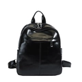 Sac à dos multifonctionnel noir brillant léger avec fermeture éclair avant et poches latérales - Noir