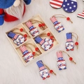 Ornamenti di gnomi in legno per l'Independence Day con motivi bandiera USA e scatola in legno - Stile C