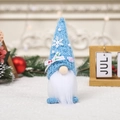 Blue knit Christmas gnome figurine with snowflake patterns and white beard decoration - Blue