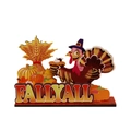 Houten Thanksgiving tafeldecoratie met kalkoen en pompoen, Fall Y'all tekstpaneel - Kalkoen Houten Ornament (FALL YALL)