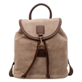 Elegant large capacity camel suede backpack for women with adjustable leather straps - Khaki