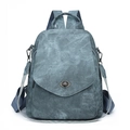 Zaino vintage in tela blu scuro con spalline geometriche e chiusura a girello in metallo - Blu