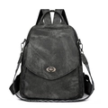Large capacity grey canvas travel backpack with retro metal clasp and woven shoulder strap - Black