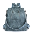 Sac à dos bleu rétro en similicuir avec poches zippées et bandoulière tissée colorée - Bleu
