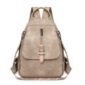 Zaino retrò in pelle PU kaki con spalline geometriche e dettagli in metallo - Cachi