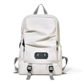 Zaino da viaggio bianco minimalista impermeabile con toppa in pelle Believe in yourself - Beige