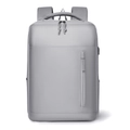 Minimalist grey water-resistant business laptop backpack with external USB charging port - Gray