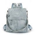 Minimalist light blue women's backpack with versatile straps and spacious compartments - Light Blue