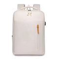 Minimalist business backpack in beige with USB charging port and multi-pocket design - Off White