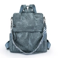 Minimalist grey-blue anti-theft backpack for women with vintage matte texture - Blue