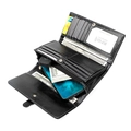 Portefeuille long noir RFID pour femmes avec plusieurs emplacements cartes et poche téléphone - Noir