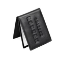 Slim black leather driver's license cover with embossed text and neat edge stitching - Black (9008)