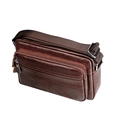 Borsa a tracolla in pelle martellata marrone con tasche multiple con zip da uomo - Marrone