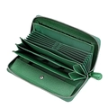 Dark green pebble grain leather accordion wallet with RFID blocking and many card slots - Green