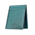 Portefeuille mince en cuir bleu sarcelle avec protection RFID et fente pour cartes - Style Bleu Foncé / Sarcelle / Bleu
