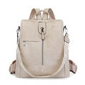 Sac à dos en cuir PU beige avec bandoulière amovible à carreaux noirs et blancs - Blanc Cassé