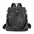 Détail du sac à dos gris anthracite avec fermetures éclair verticales et texture lavée - Noir