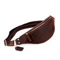 Vintage donkerbruine crazy horse leren heuptas voor heren met rustieke olieachtige afwerking - koffiekleur