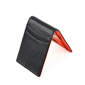 Portafoglio AirTag da uomo in pelle nera martellata con interno a contrasto arancione vivace - Nero Arancione