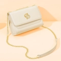 Chic cream shoulder bag with gold hardware chain and interlocking metal logo detail - Off White