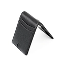Portafoglio Airtag in vera pelle nera con blocco RFID e design bifold sottile - Tutto Nero