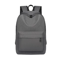 Grey Oxford fabric backpack with large front pocket and double zipper closure for travel - Gray