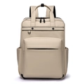 Sac à dos unisexe pour ordinateur portable beige avec détails noirs contrastés pour voyage - Amande
