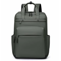 Sac à dos d'ordinateur vert olive minimaliste en cuir imperméable pour travail et voyage - Vert