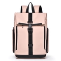 Waterproof light pink backpack with black buckles and large capacity for travel - Pink