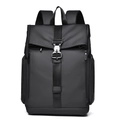 Matte black waterproof urban backpack with tactical metal buckle and ergonomic straps - Black