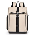 Minimalist off-white waterproof backpack with roll-top buckle for business travel - Almond