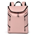 Large capacity light pink waterproof backpack with multi-pocket design and flap closure - Pink