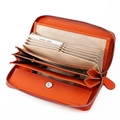Cartera larga de cuero naranja con protección RFID y ranuras de acordeón - Naranja Brillante