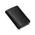 Porte-cartes RFID en cuir Saffiano noir avec éjecteur automatique en aluminium - Croix Noir