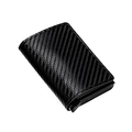 Close-up of black carbon fiber texture on compact aluminum credit card holder wallet - Carbon Fiber Black