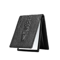 Étui pour permis de conduire en cuir véritable noir avec gaufrage crocodile pour hommes - 9022 Noir
