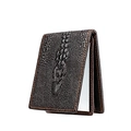 Étui de permis de conduire en cuir marron avec crocodile 3D et coutures orange - 9022 Café
